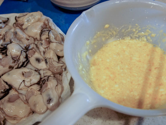 カキフライのレシピ　衣を付ける